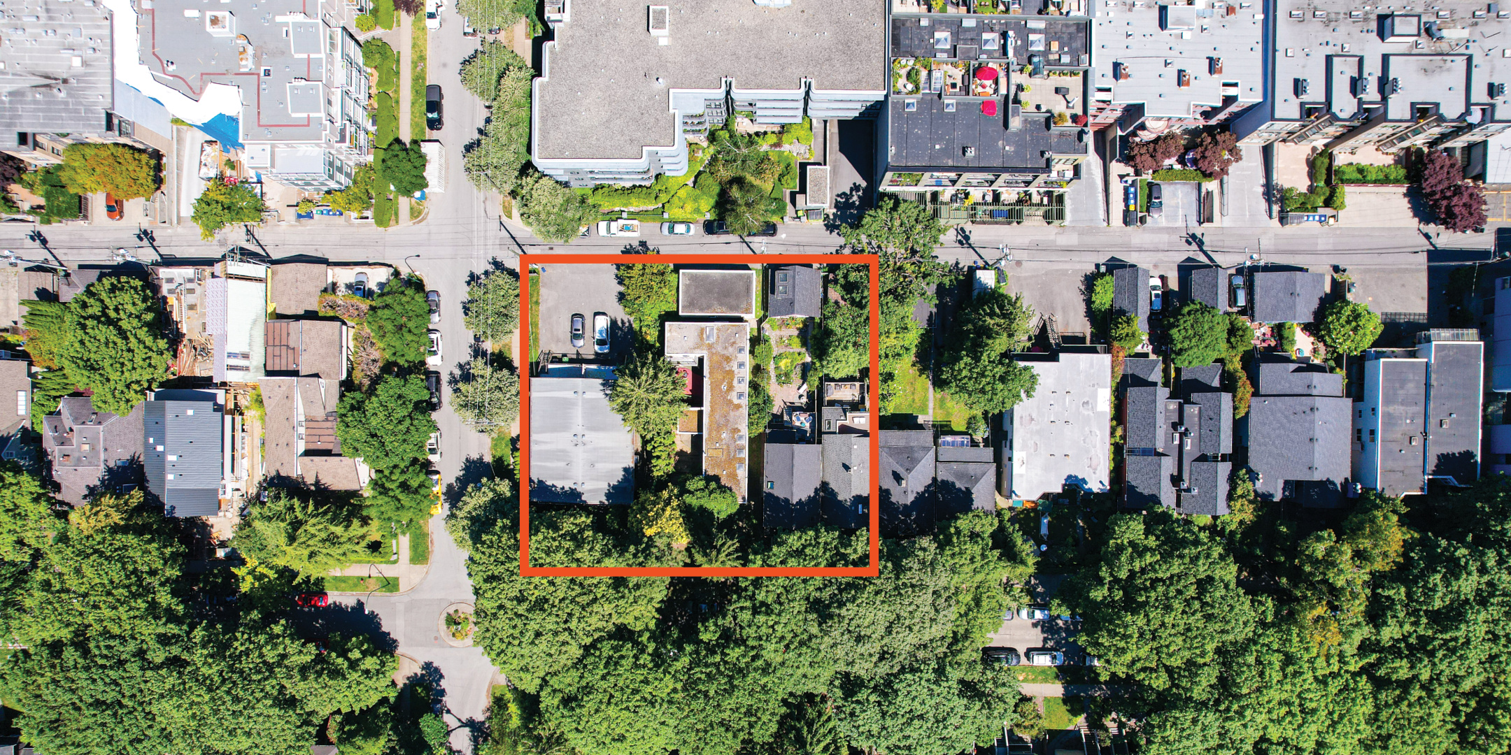 2175-2197 West 13th Avenue bird's eye aerial with property outlined