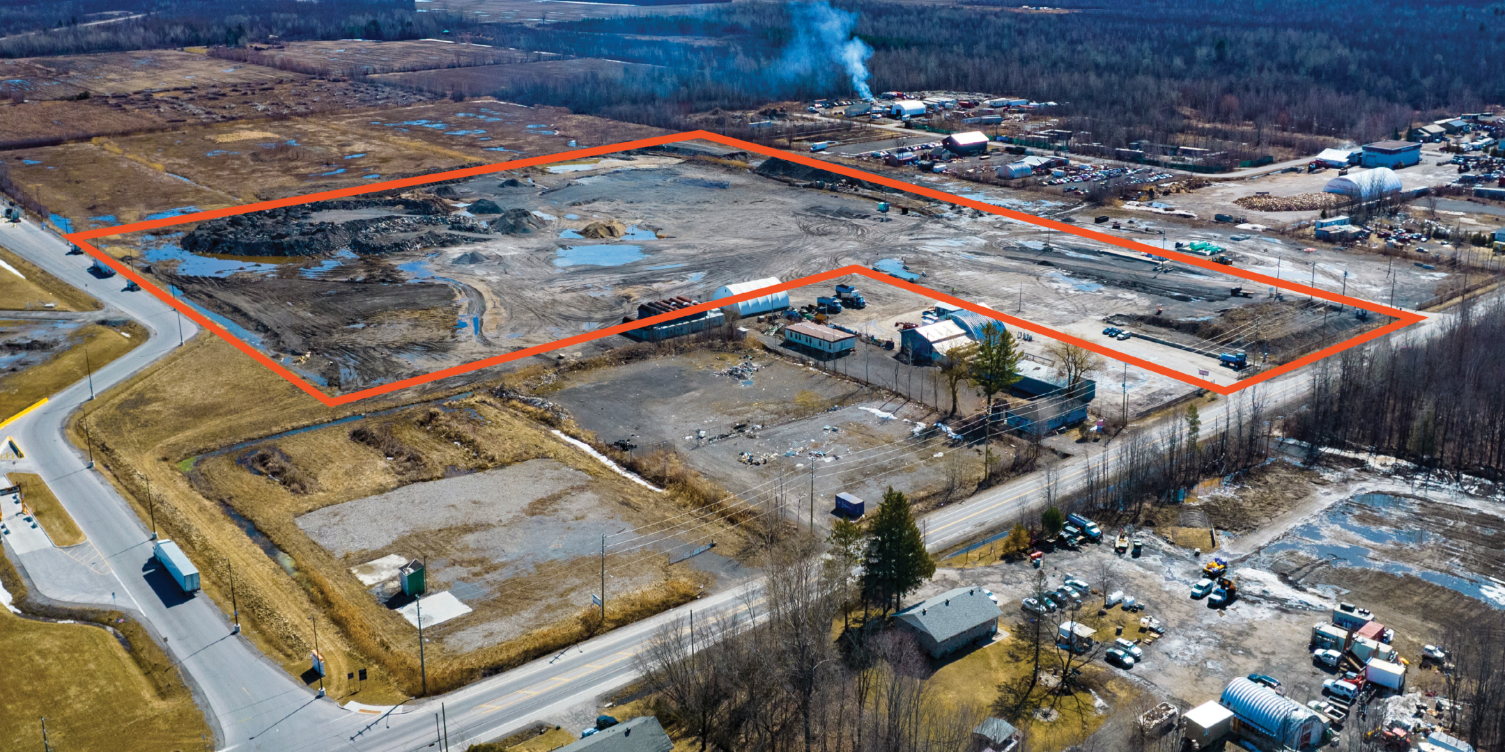 Aerial of land available at 5455 Boundary Road