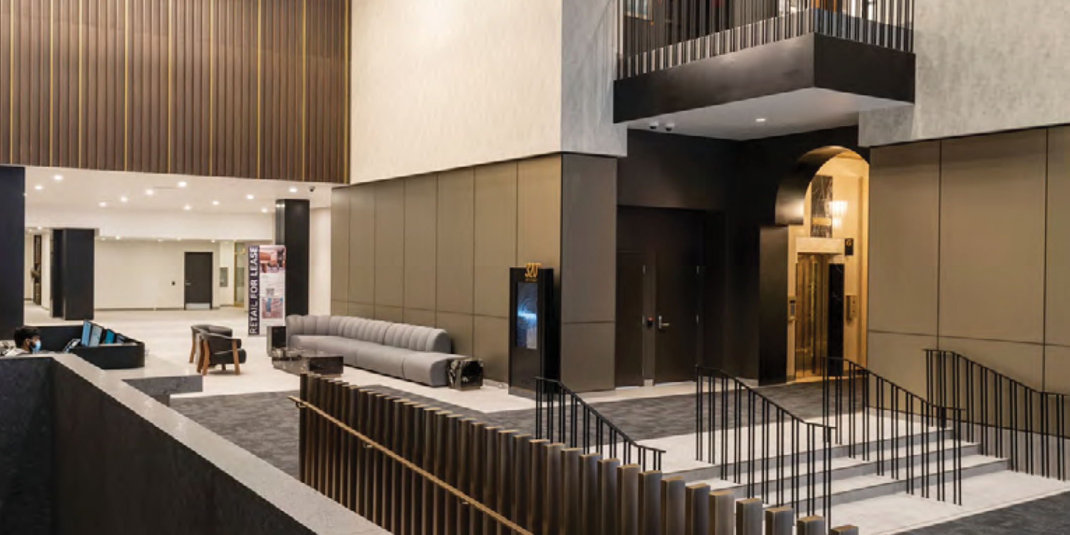 320 Bay Street building lobby with stair and reception area