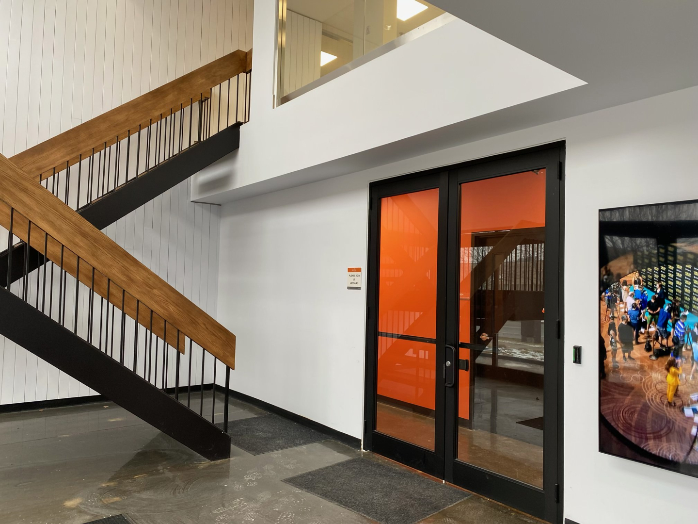 36 Horner Avenue office area with glass main door and stairs