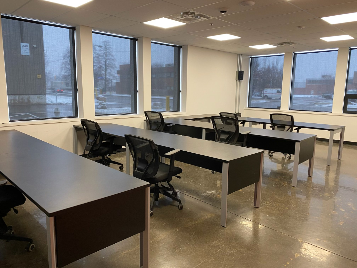 36 Horner Avenue office area with windows, desks and chairs