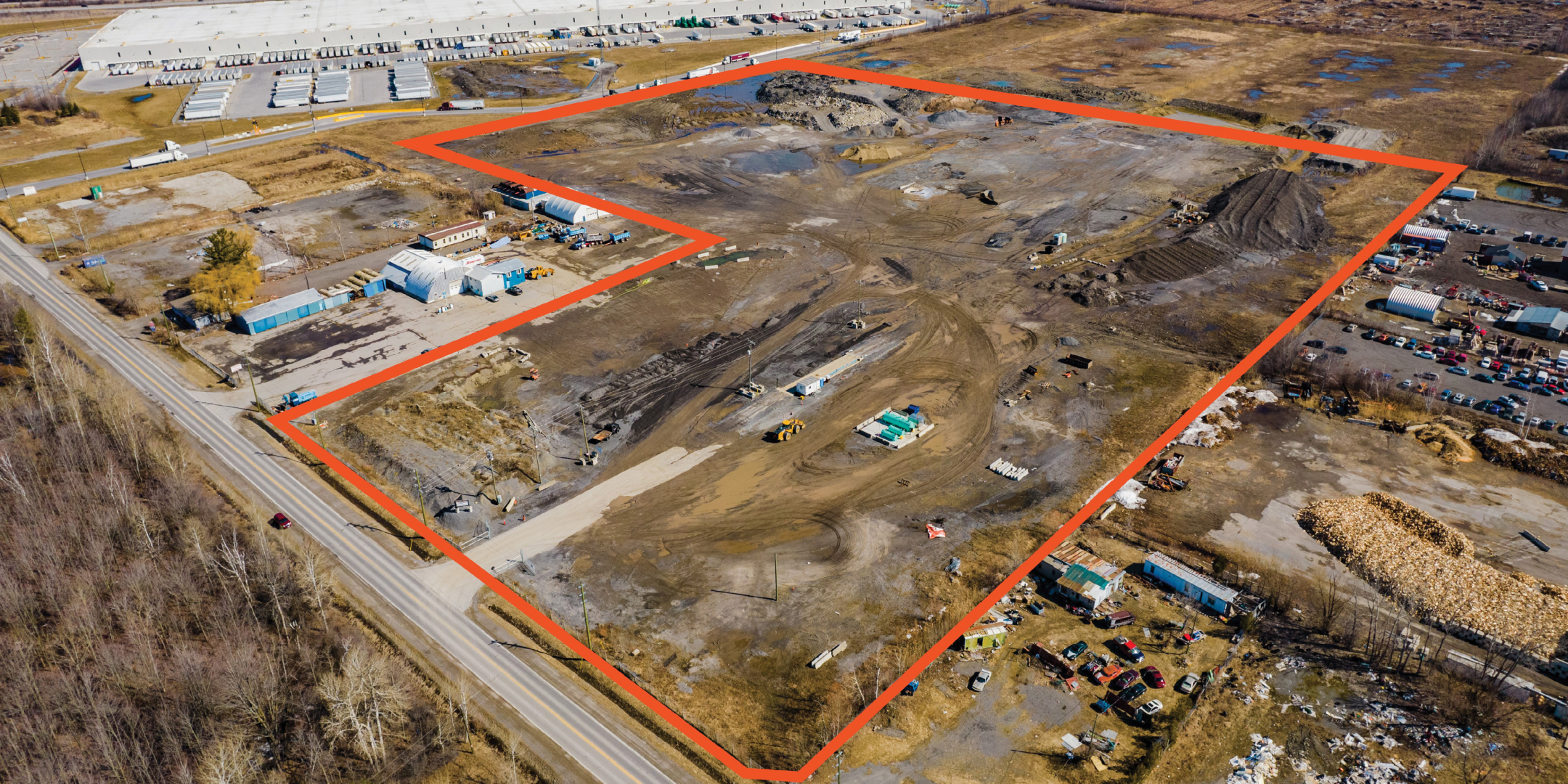 Aerial of land available at 5455 Boundary Road