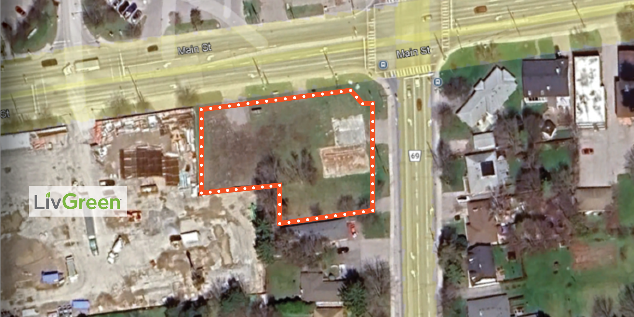 5991 Main Street Land with Orange Property Outline