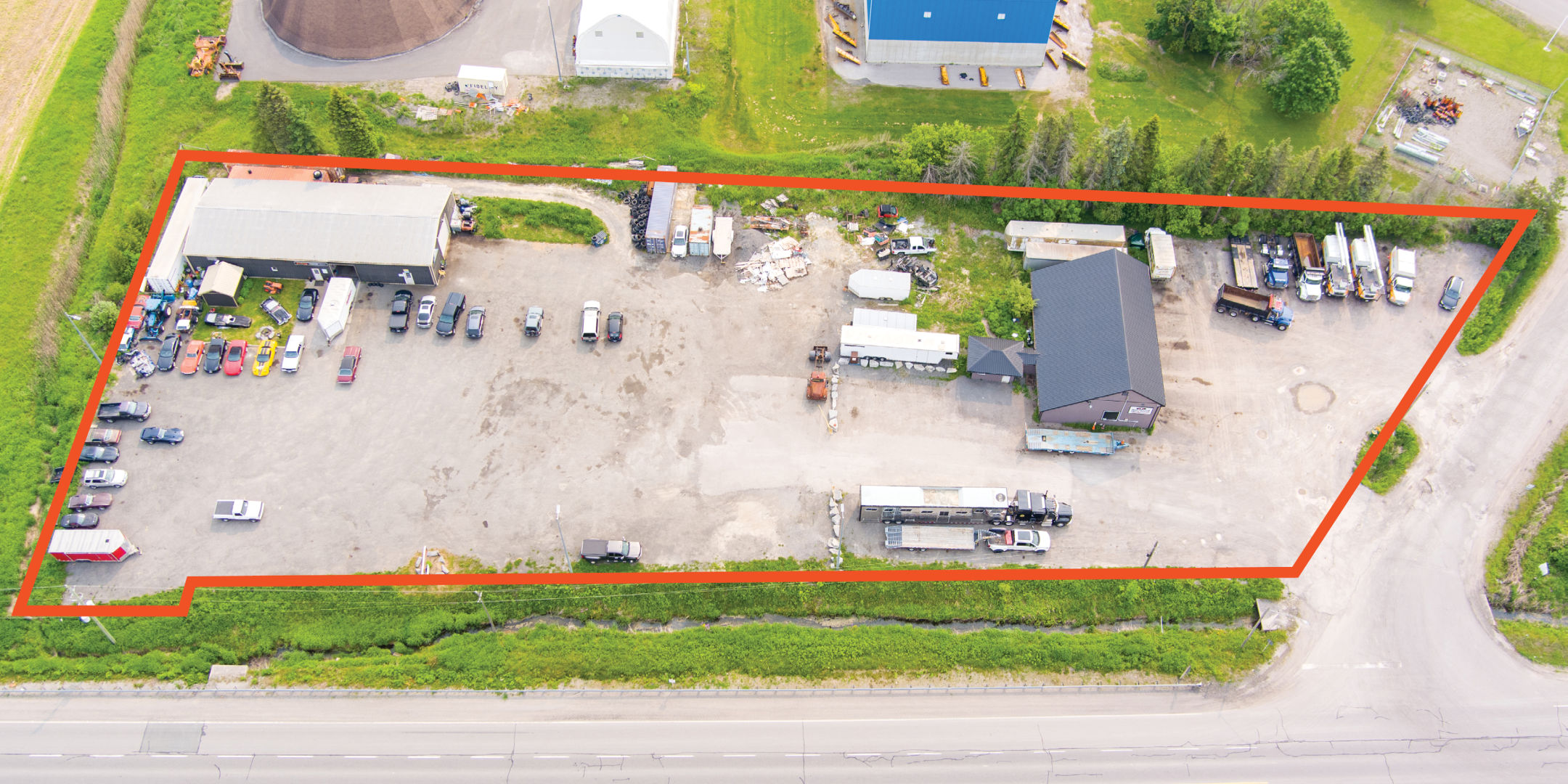 35 Brook Street 2 acres of land with two industrial buildings outlined in orange