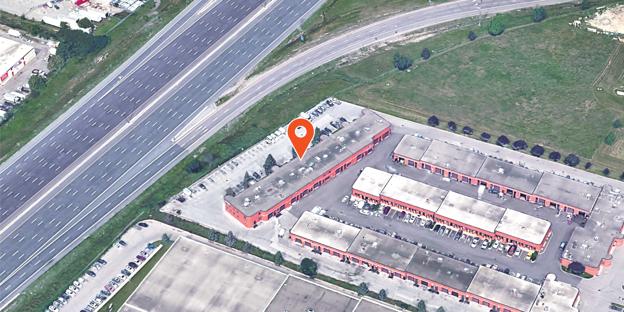 750 Oakdale Road aerial photo showcasing the back of the building