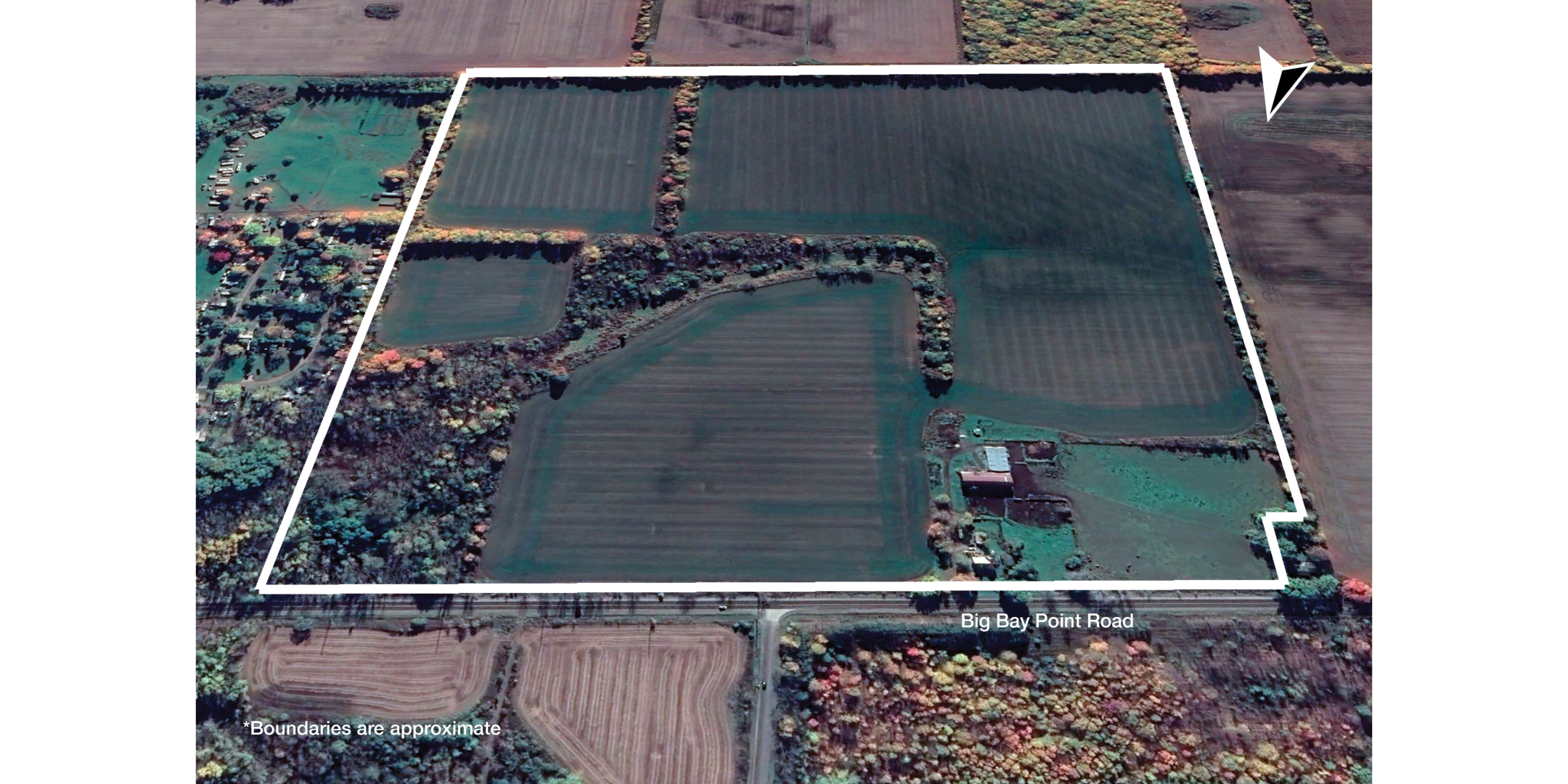 1293 Big Bay Point Road Land with White outline - between Barrie & Friday Harbour
