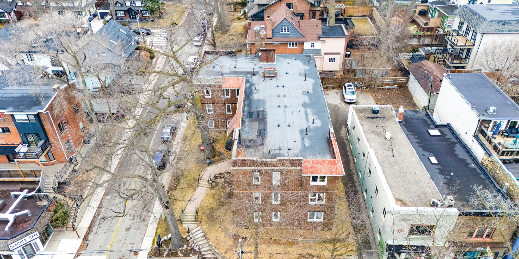 2178 Queen Street E aerial showing top view of the building