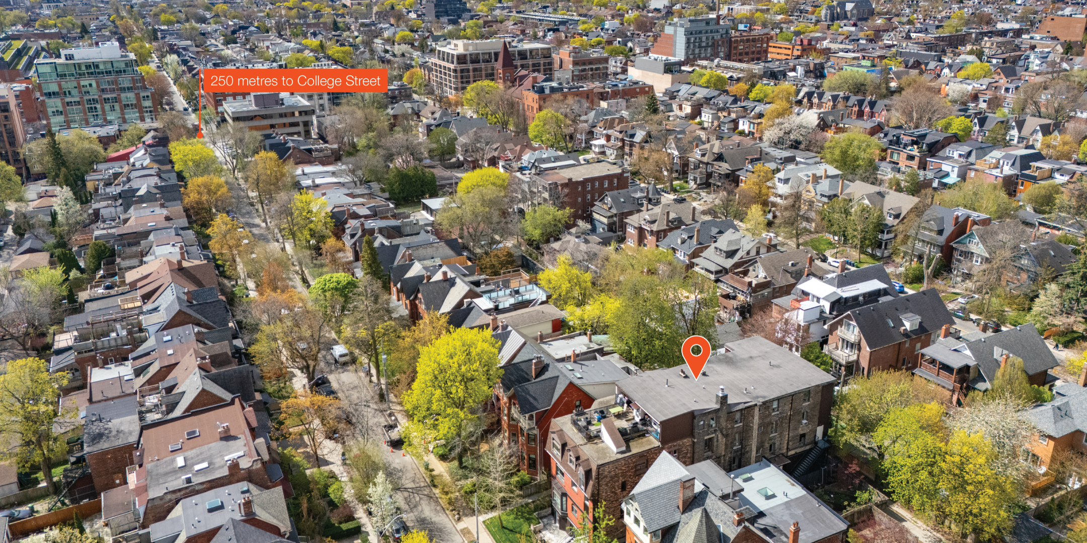 378 Markham Street Building Location on College Street Aerial Shot