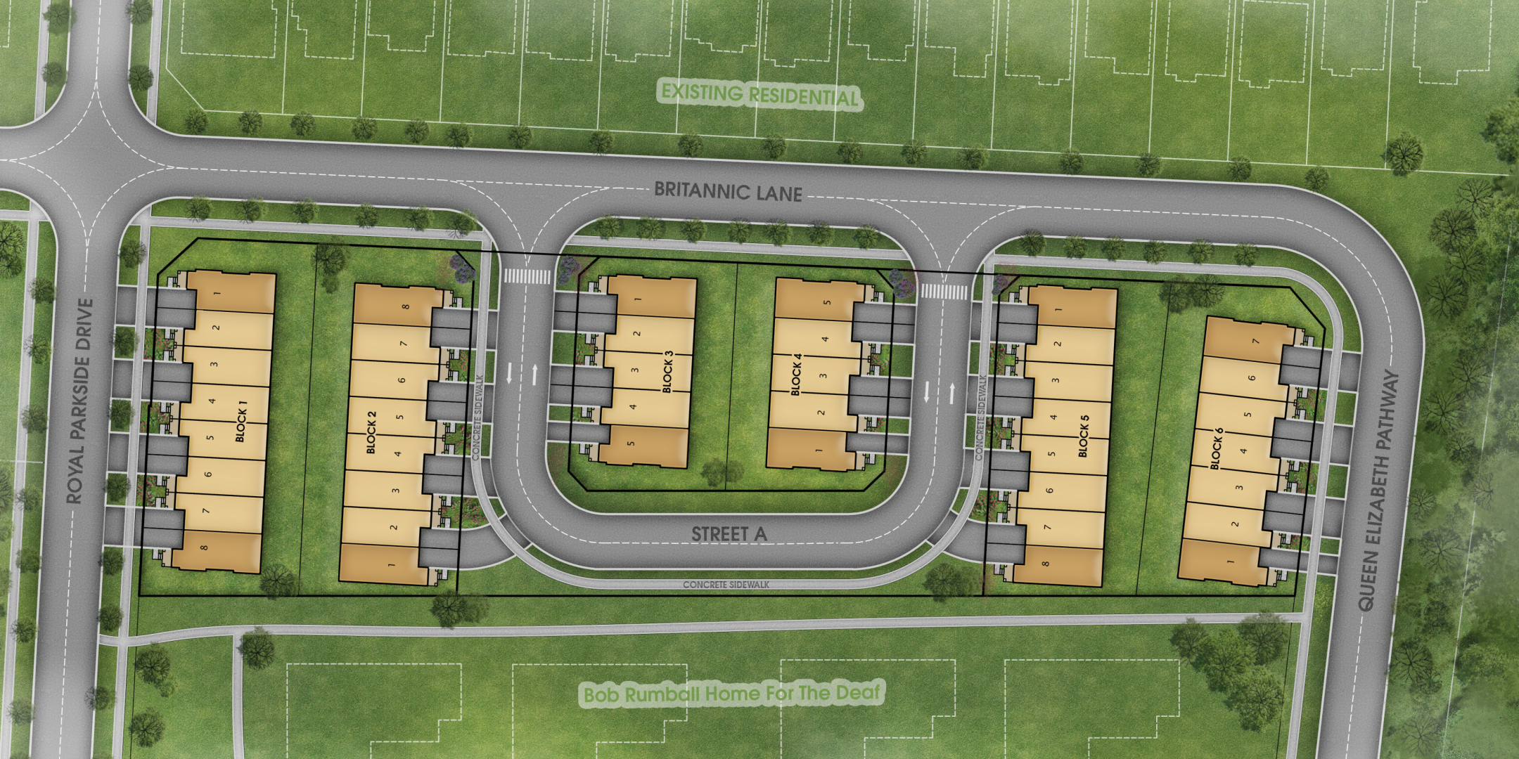 41 Royal Parkside Drive Concept Site Plan for Townhouses