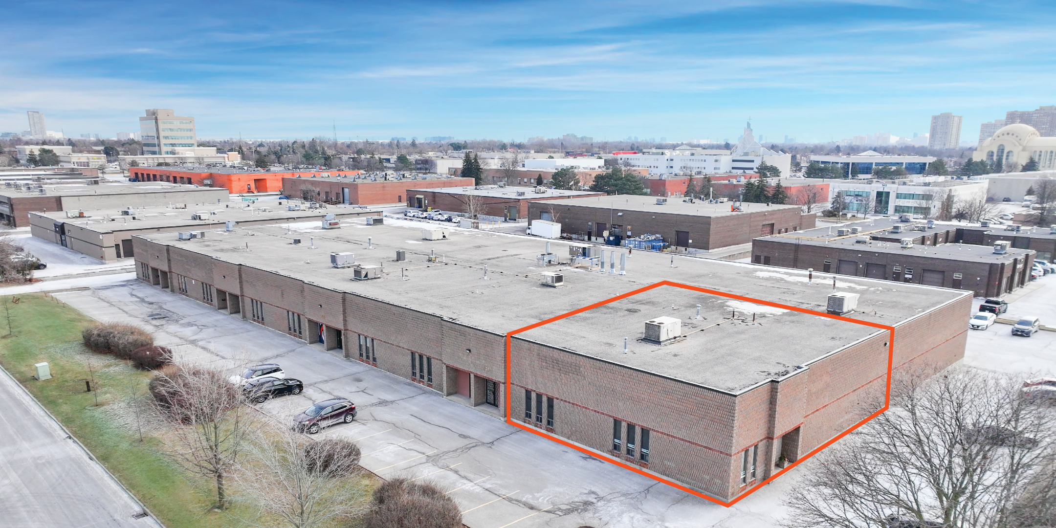 121 Ferrier St Unit A building aerial with outline