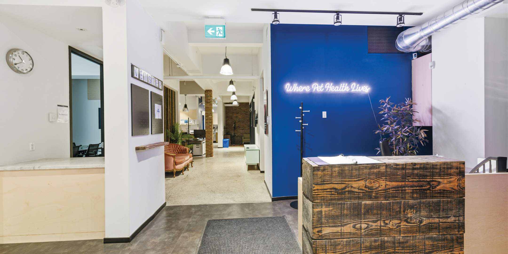 14 Birch reception with blue wall