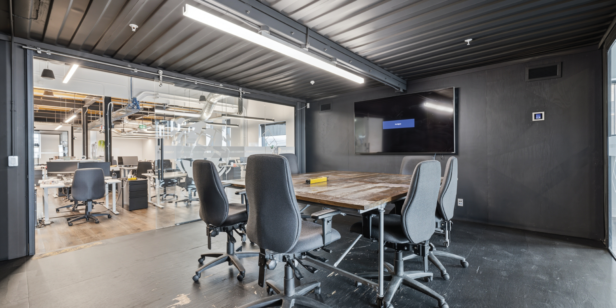Interior tin can meeting room