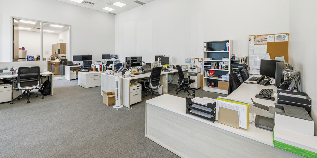 Open office area with desks