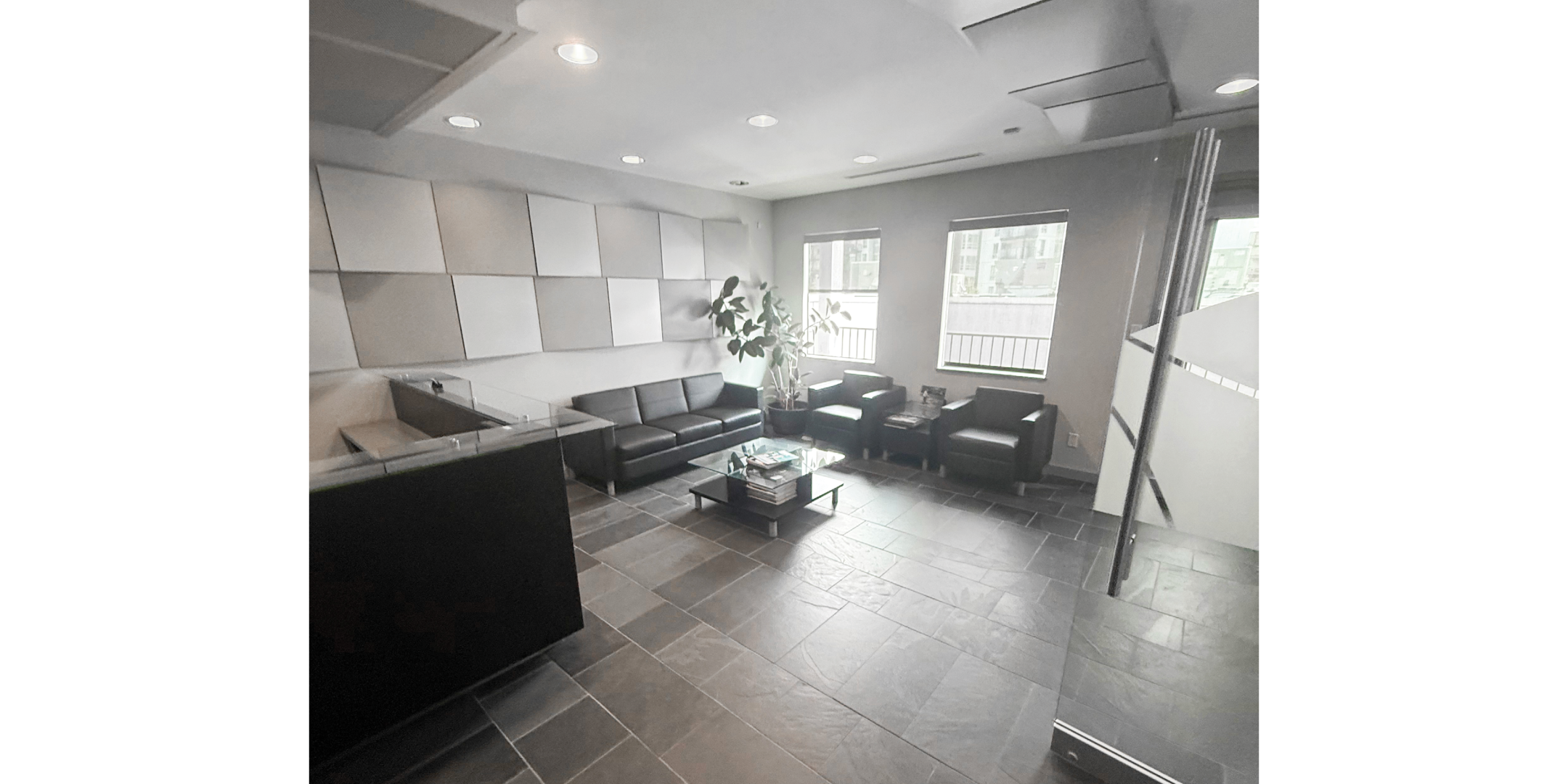 Entrance and waiting area for Suite 400