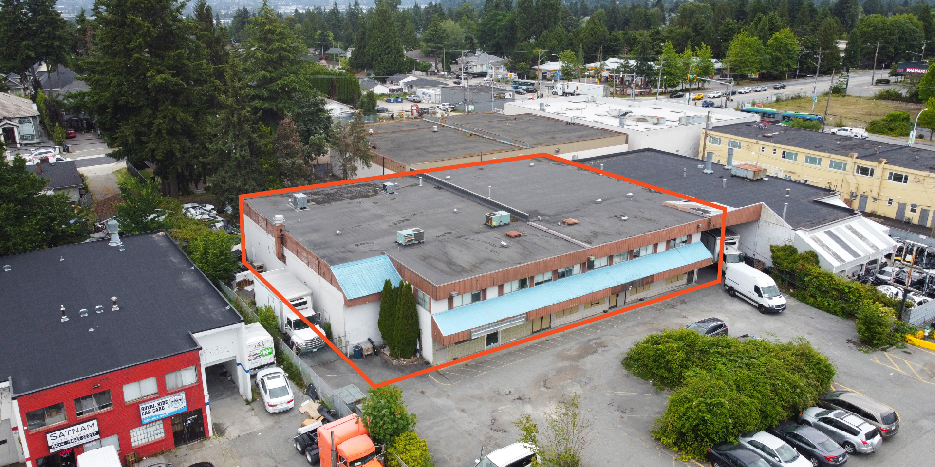 Overhead shot with an outline of 11955 95A Avenue Building