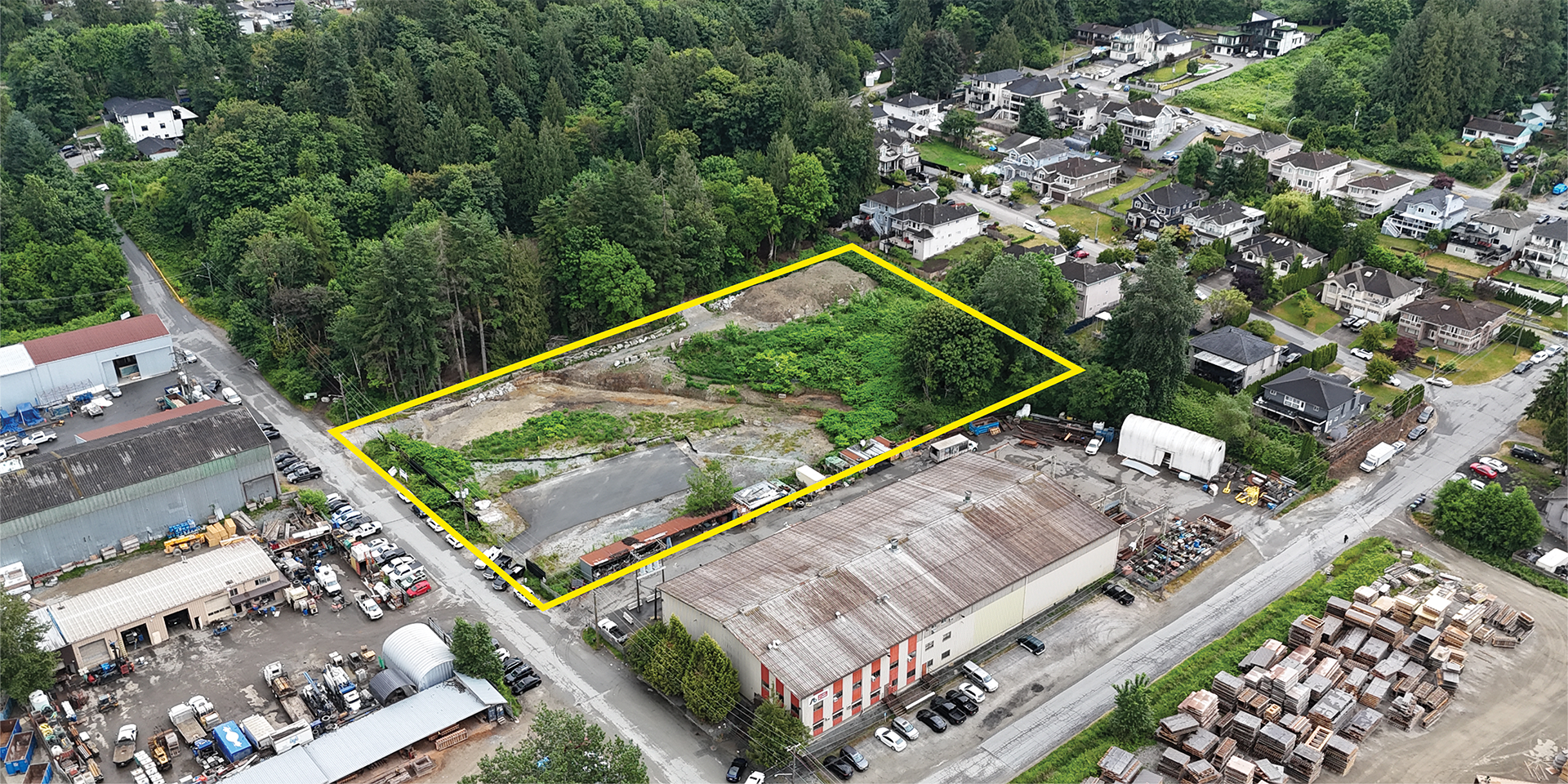 12258 103A Avenue aerial with property outlined