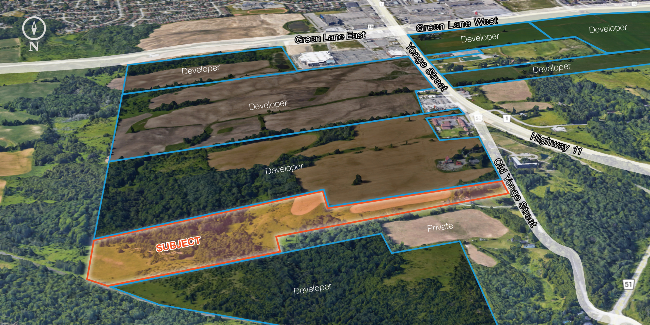 18823 Old Yonge Street Land with Orange Property Outline