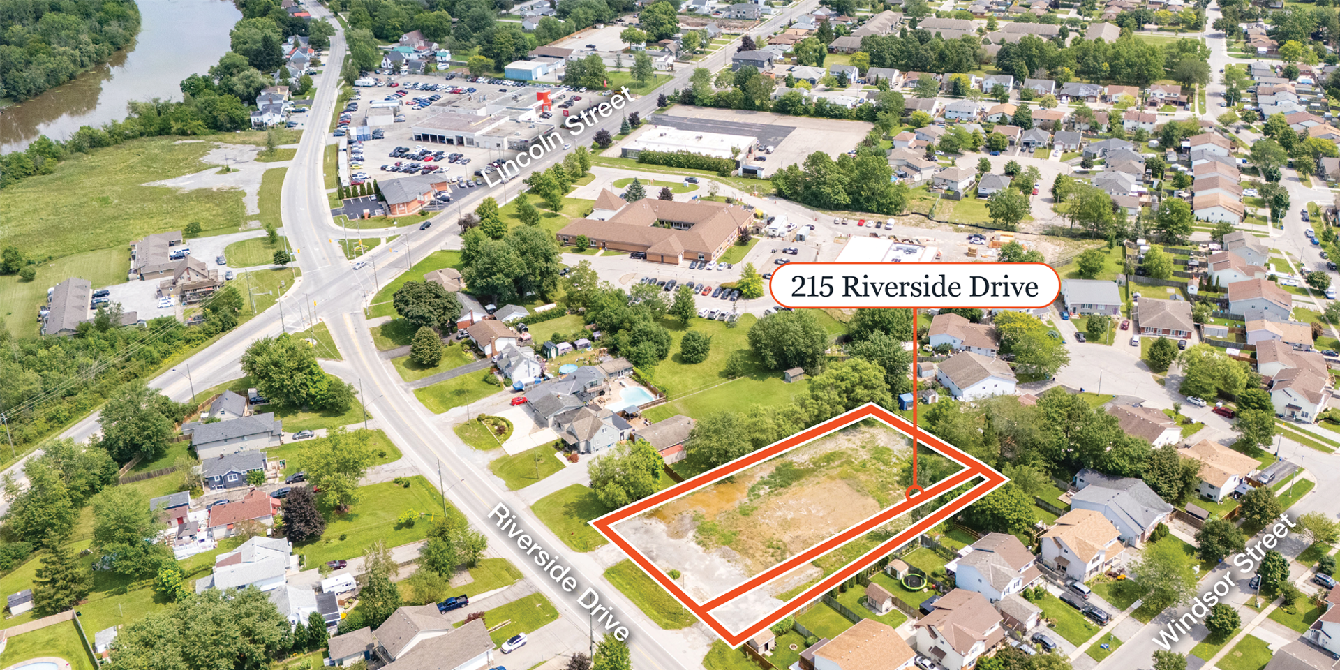 215 Riverside Drive aerial shot
