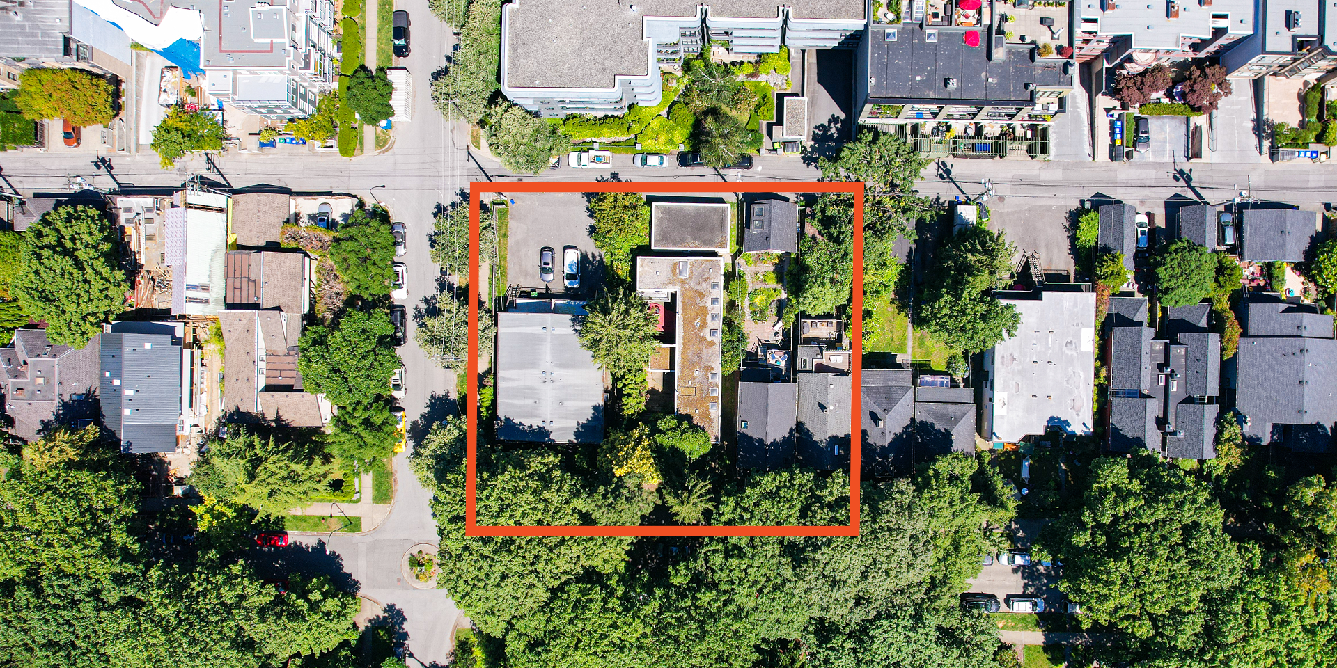 2175-2197 West 13th Avenue bird's eye aerial with property outlined