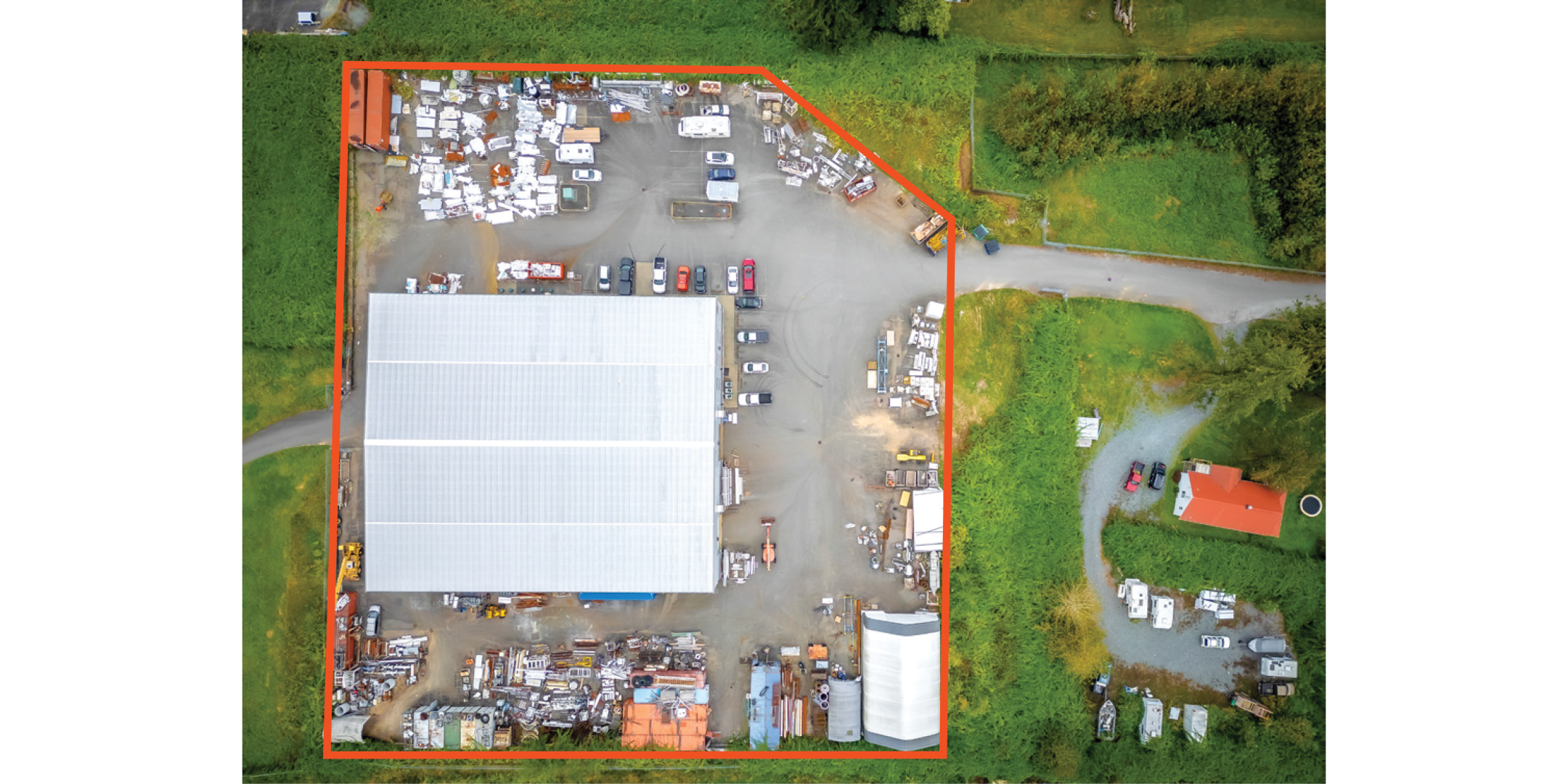 29781 Fraser Highway aerial with property outlined