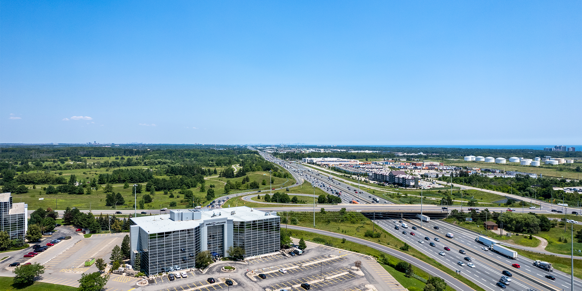 5420 North Service Road - Aerial Shot of the Building