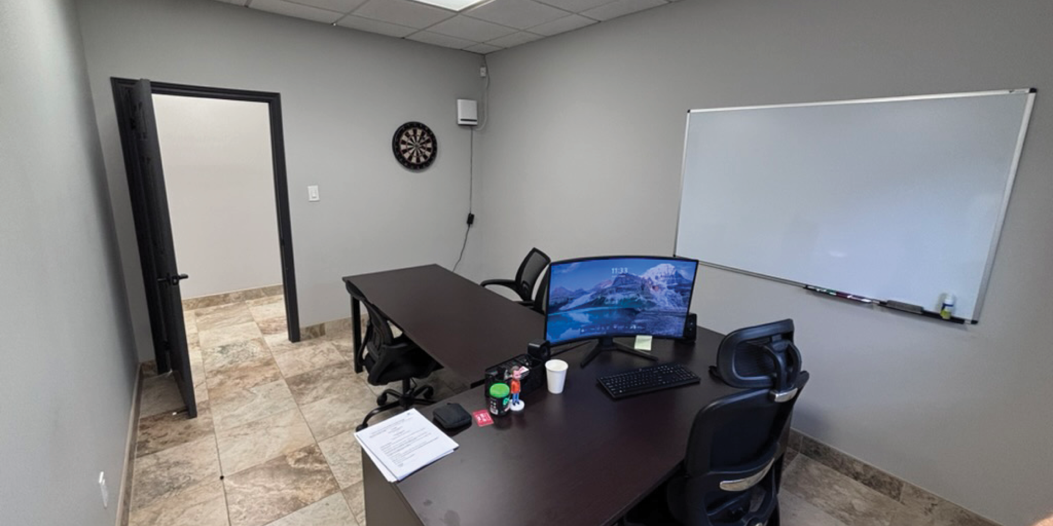 76 Millwick Drive, Unit 101 Interior - Office Area with desk, chair and whiteboard on the wall