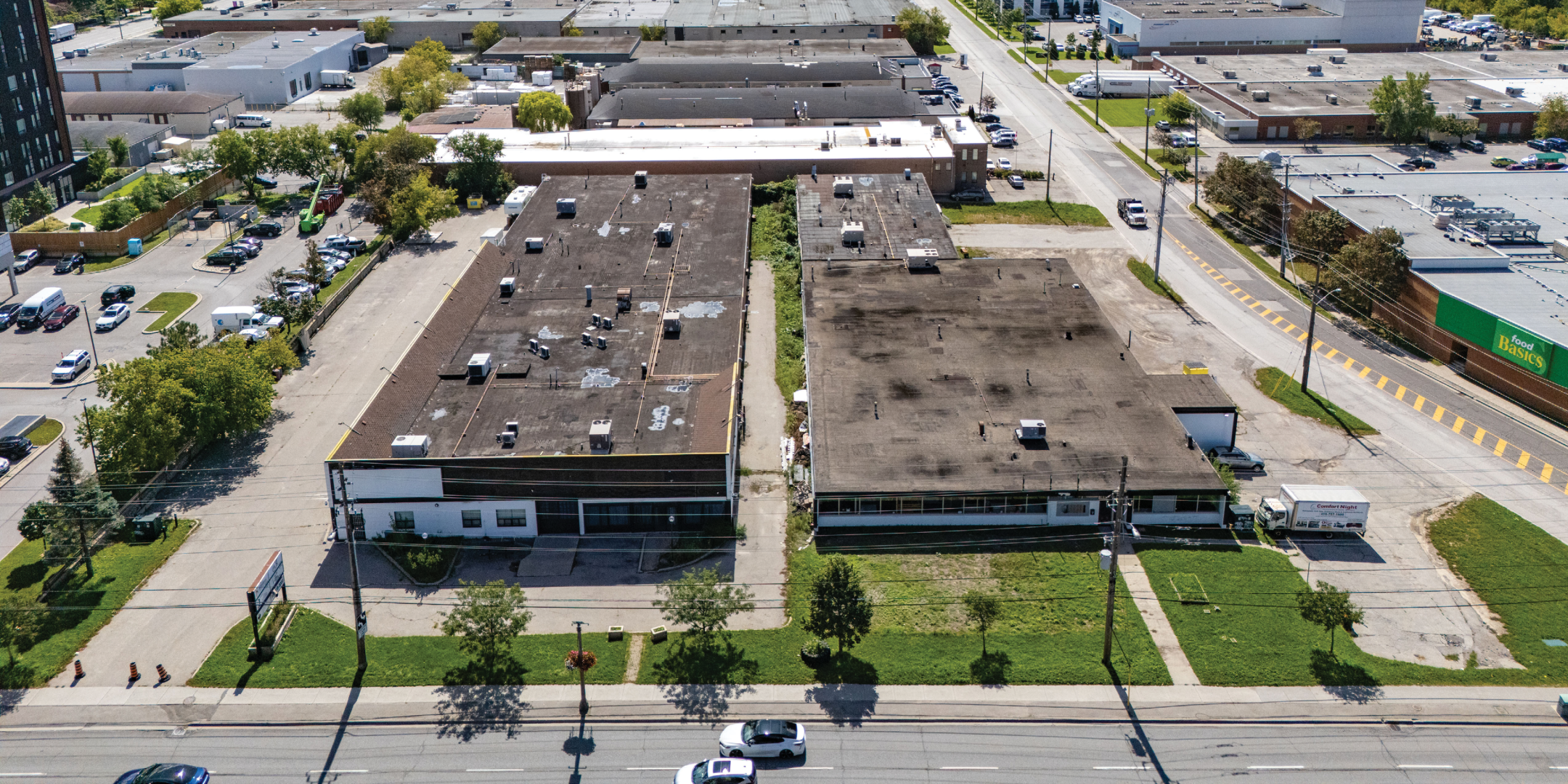2135-2139 Lawrence Avenue E aerial shot of buildings