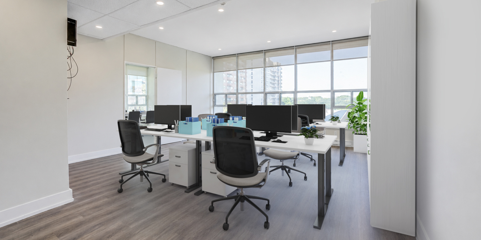 A virtually staged multiple desks 802-60 Pleasant Boulevard 