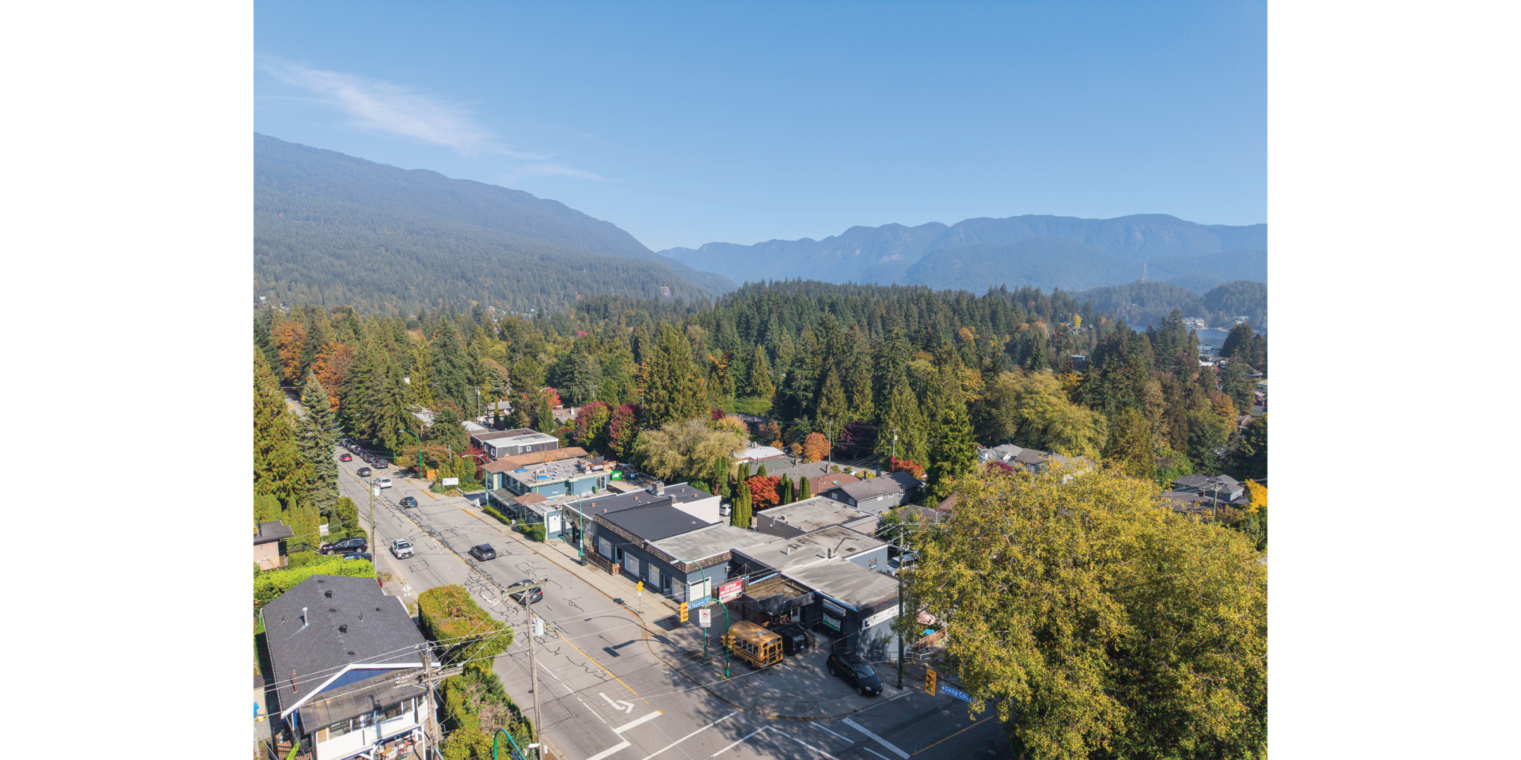 1012-1060 Deep Cove Road & 4260-4266 Mount Seymour Parkway aerial showing main intersection