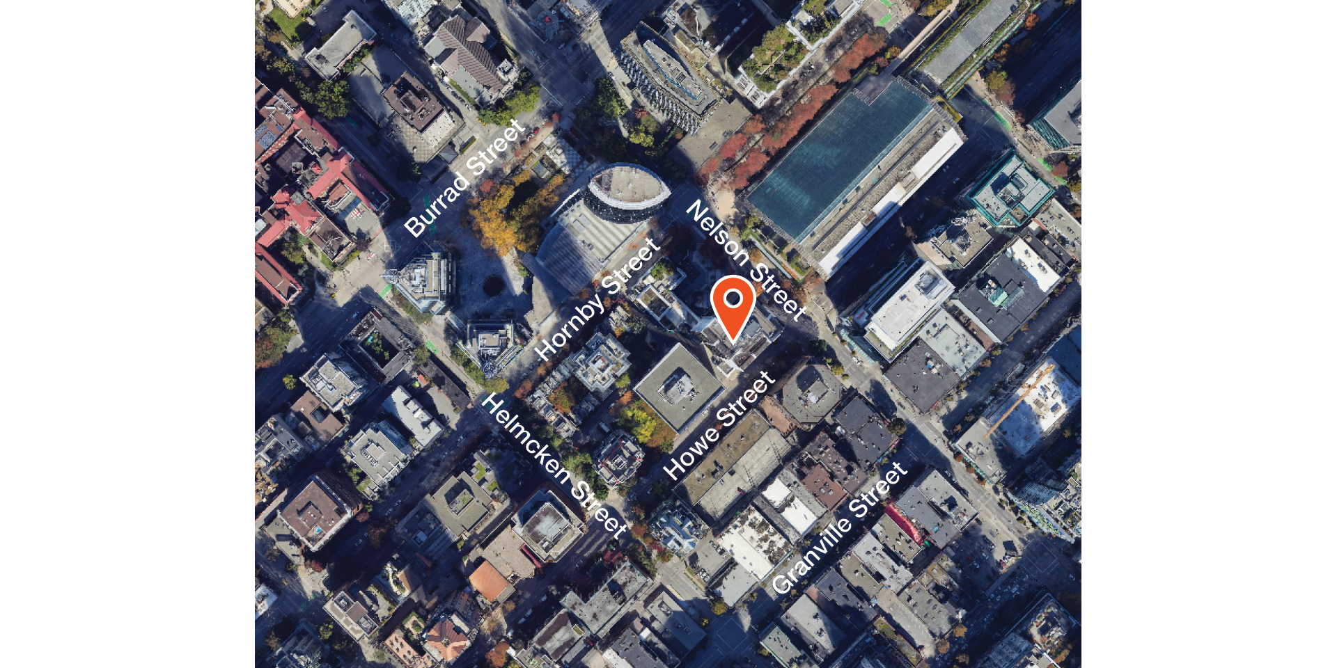 1015 Howe Street birds eye with property and streets indicated