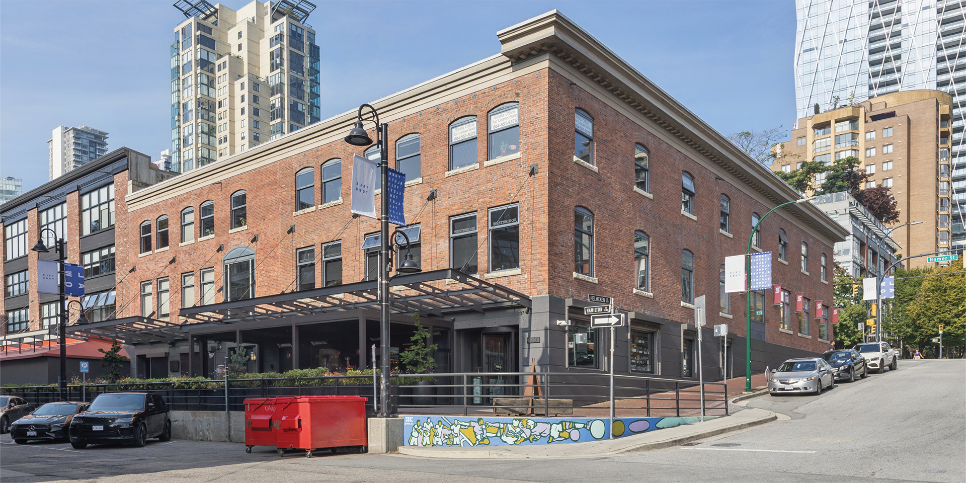1118 Homer Street building exterior showing rear patio
