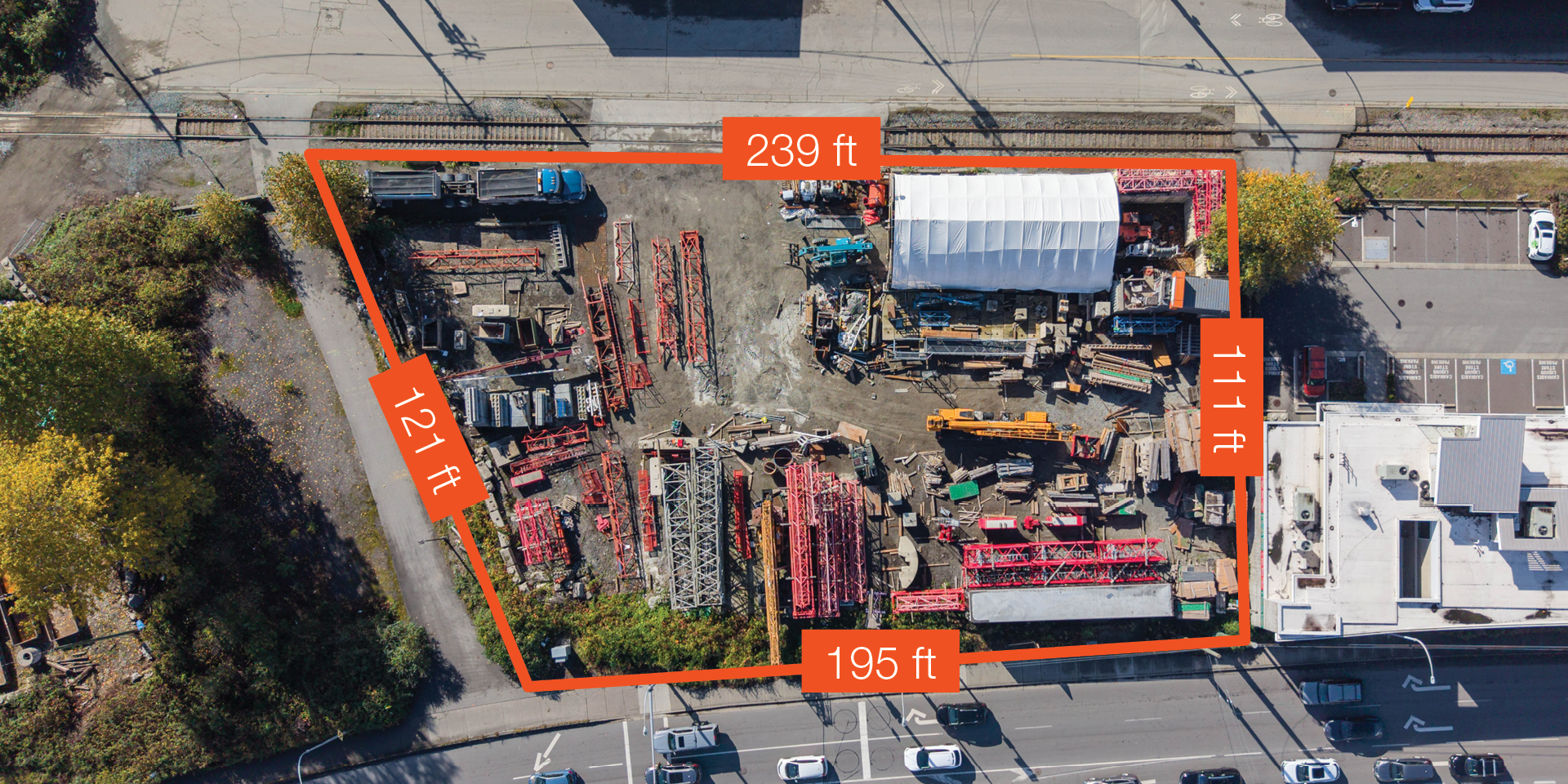 1530 Barrow Street aerial with property outlined and frontages indicated