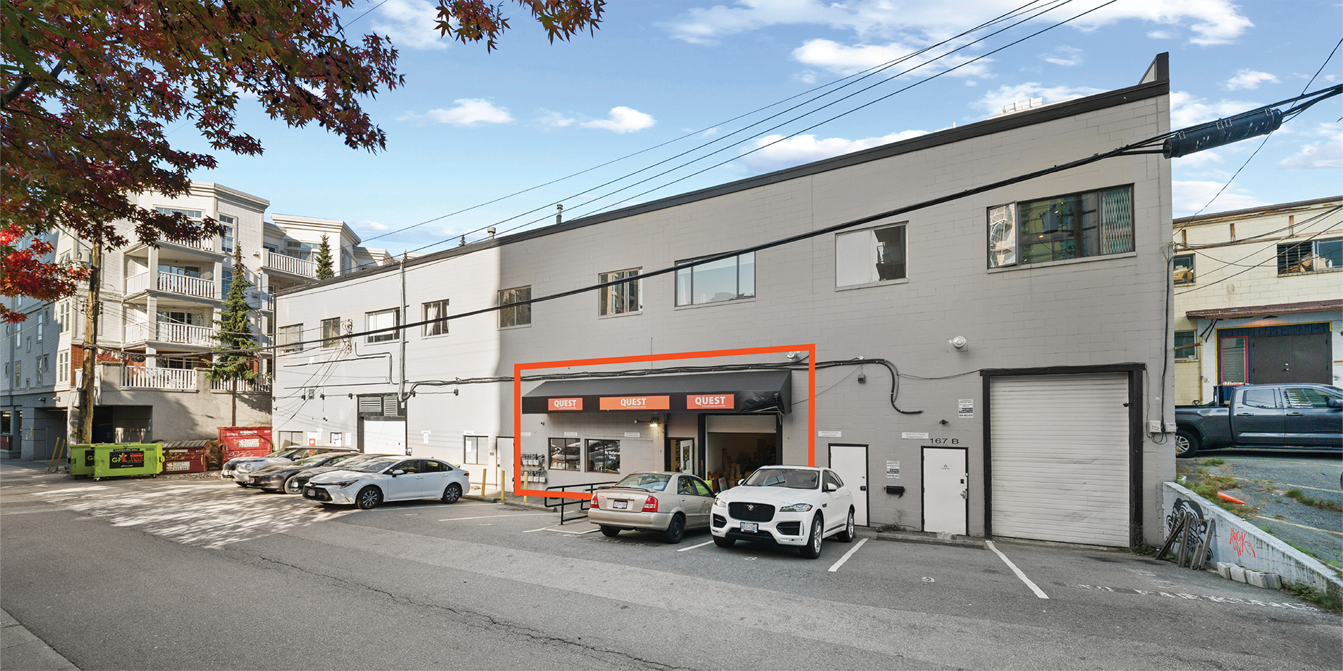 167 East 1st Street building exterior main entrance with unit outlined