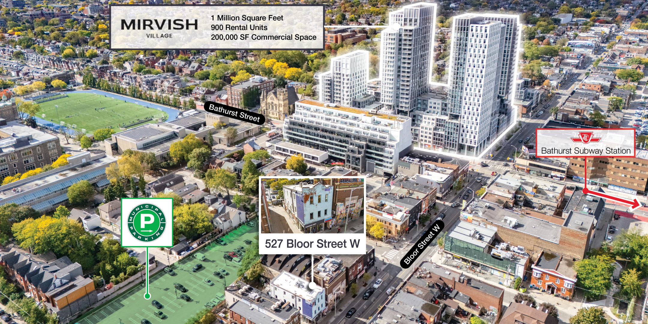 527 Bloor Street W - Mirvish Village Development and Green P Parking near property