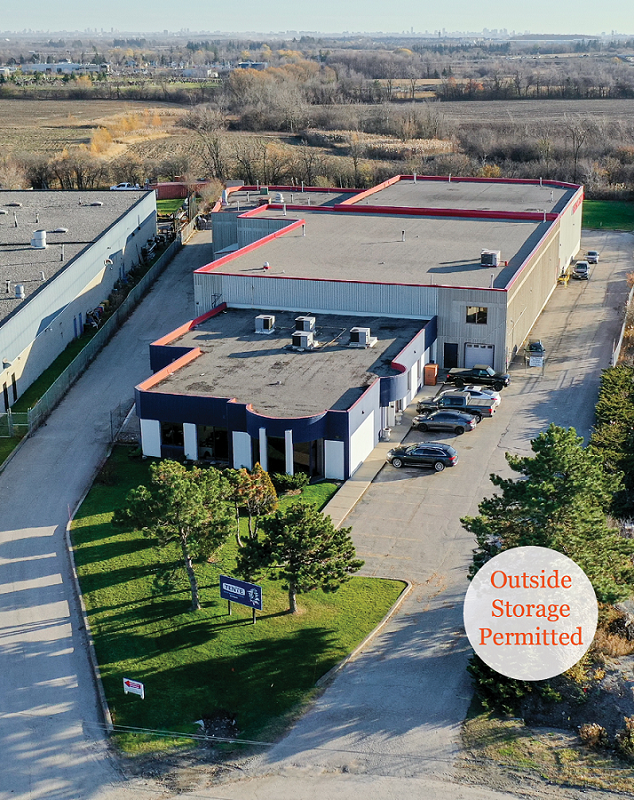 42 Cardico Drive Aerial of Building with Outside Storage Permitted