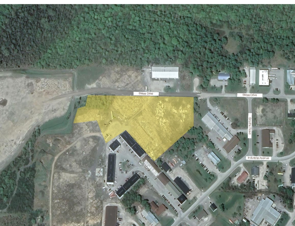 Bates Drive Aerial View with Property Highlighted