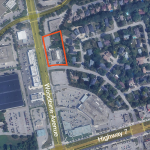 8625-8629 Woodbine Avenue Property Outline with Highway 7 and Woodbine Avenue