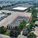 Aerial of 2562 Stanfield Road with property outlined