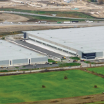 6750 Campbellville Road aerial showing building exteriors, entrances, and shipping area